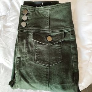 Army green skinny high rise denim